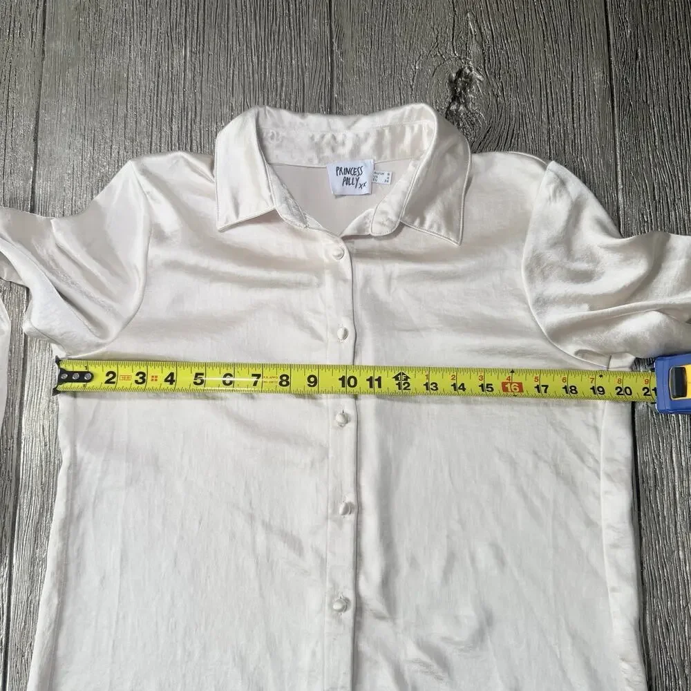 PRINCESS POLLY Vintage Vibes Shirt Champagne Size 4 - Picture 6 of 10